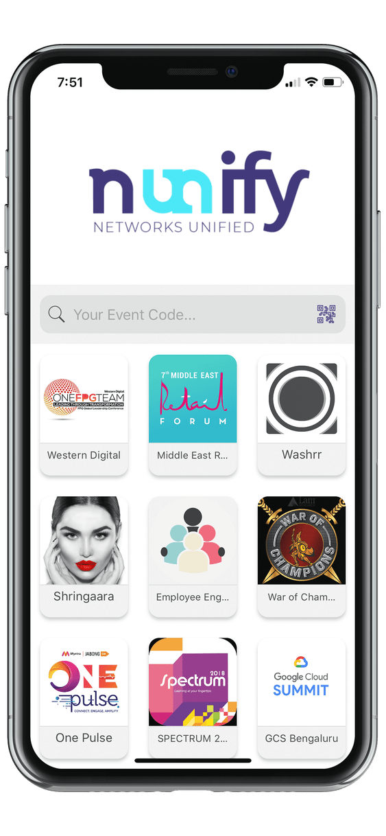 event app nunify home screen